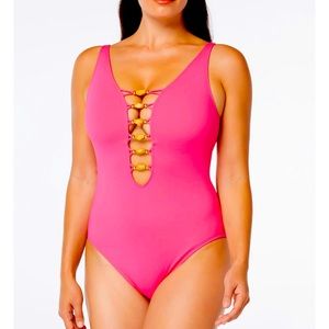 Beaded-Cutout One Piece Bathing Suit
